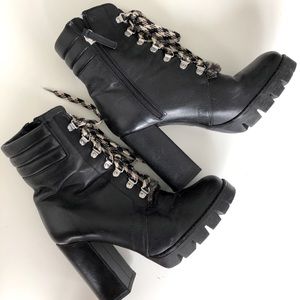 Zara Black Lace-up Heeled Boots